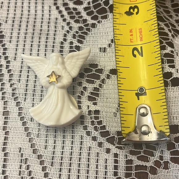 Lenox Angel Brooch Pin Gold Star Porcelain Jewelry Vintage Christmas Chr… - Picture 2 of 5